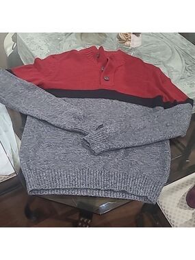 American Eagle mock neck men's color block wool blend sweater small new